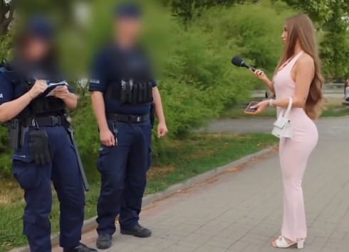 Sandra dalej biega z mikrofonem po Warszawie. Tym razem zaczepiała nawet policjantów Zdjęcie główne wpisu