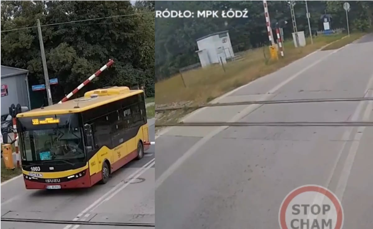Opublikowano nagranie z perspektywy kierowcy autobusu, który wjechał na przejazd kolejowy z pasażerami Zdjęcie główne wpisu