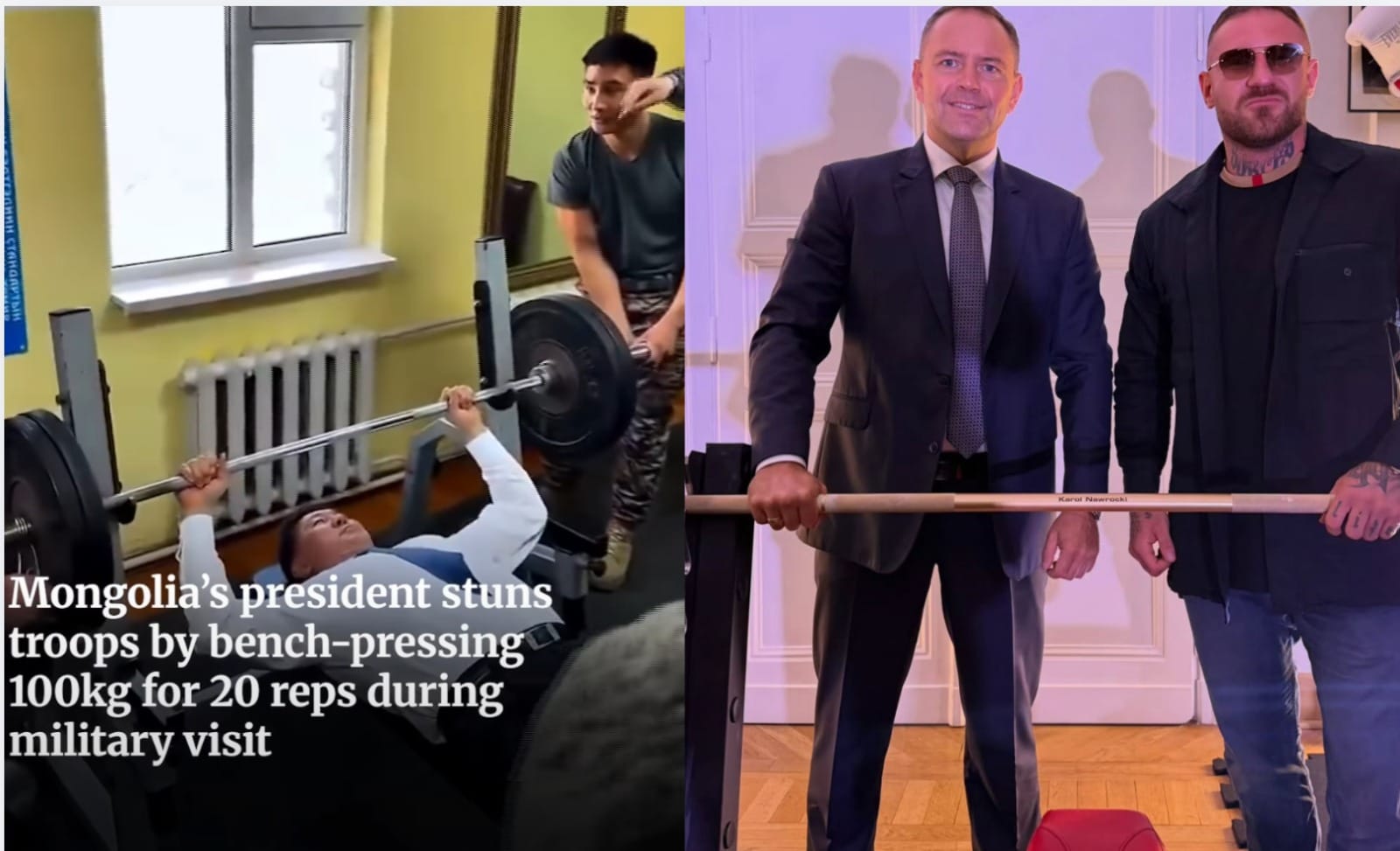 Prezydent Mongolii wyciska 100 kg na klatkę 20 razy. Czy prezydent Nawrocki by go pokonał? Zdjęcie wpisu
