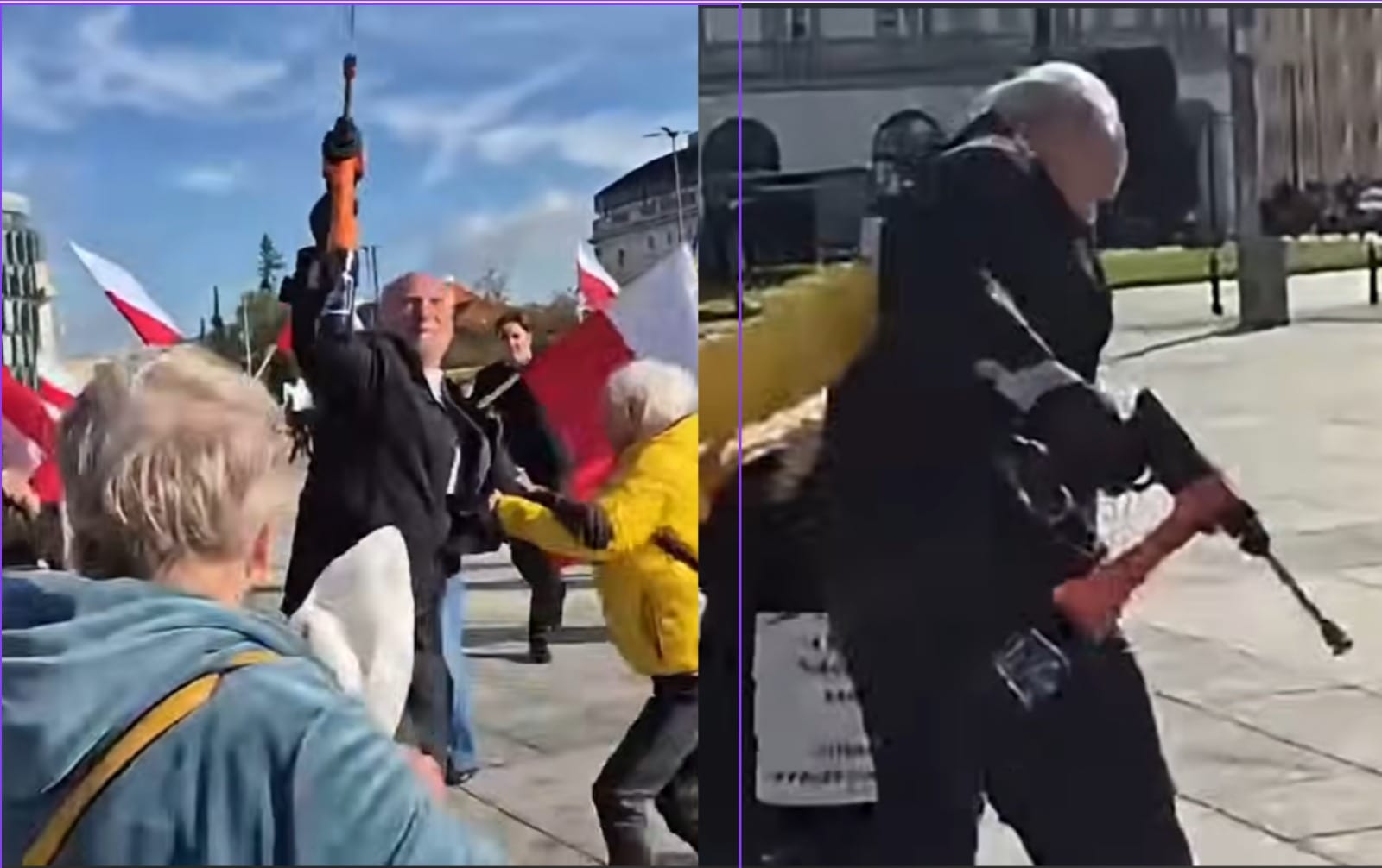 Macierewicz z pistoletem na farbę rusza na protestujących podczas miesięcznicy. Mocna szarpanina i krzyki Zdjęcie wpisu