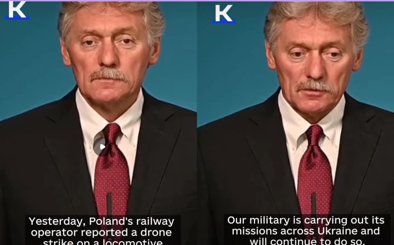 „Będziemy to kontynuować”. Pieskow komentuje oskarżenia, że to rosyjski dron uderzył w pociąg na polsko-ukraińskiej granicy Zdjęcie wpisu