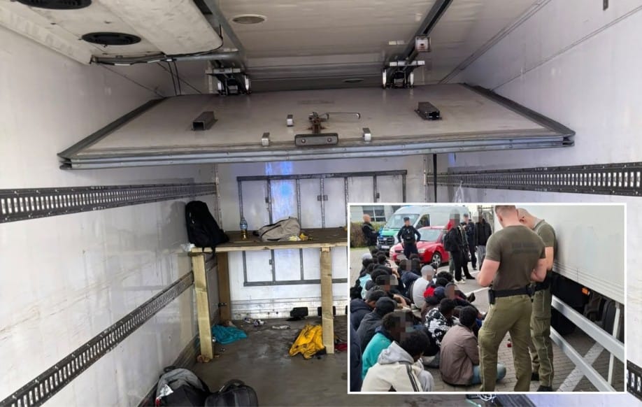 34 migrantów ukrytych za fałszywą ścianą w chłodni. Straż Graniczna zatrzymała ciężarówkę na A2 pod Poznaniem Zdjęcie wpisu