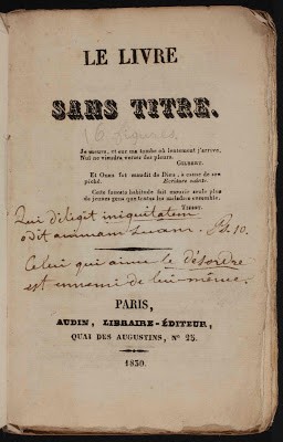 Historia pochodzi z wydanej w 1830 roku broszury "Le Livre sans titre - Les Conséquences fatales de la masturbation"