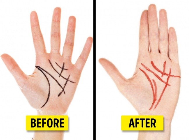 5. Zmiana linii na wnętrzu dłoni