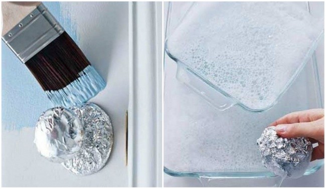 14.  Użyj folii aluminiowej do ochrony dowolnej rzeczy podczas malowania, a także do mycia szklanych naczyń.
