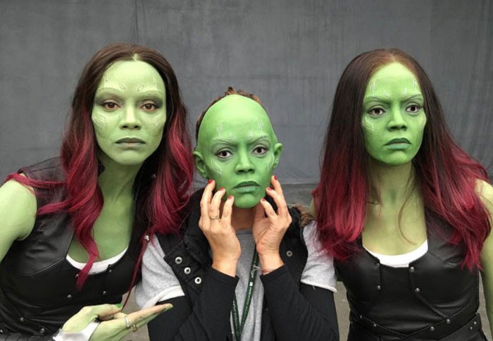 Zoe Saldana (Gamora) oraz dublerka