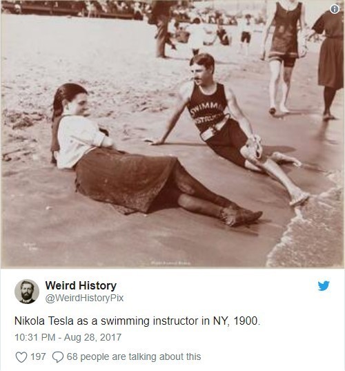 2. Nikola Tesla był instruktorem pływania