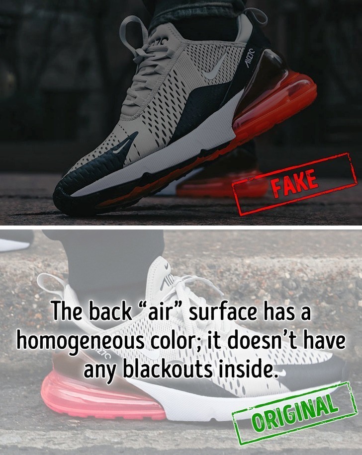 6. Tylna, „powietrzna” część buta ma jednolity kolor, bez żadnych ciemniejszych miejsc.