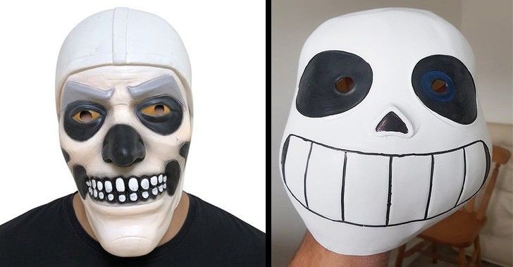 Maska dla dzieci na Halloween, chyba się rozciągnęła po drodze ze sklepu  