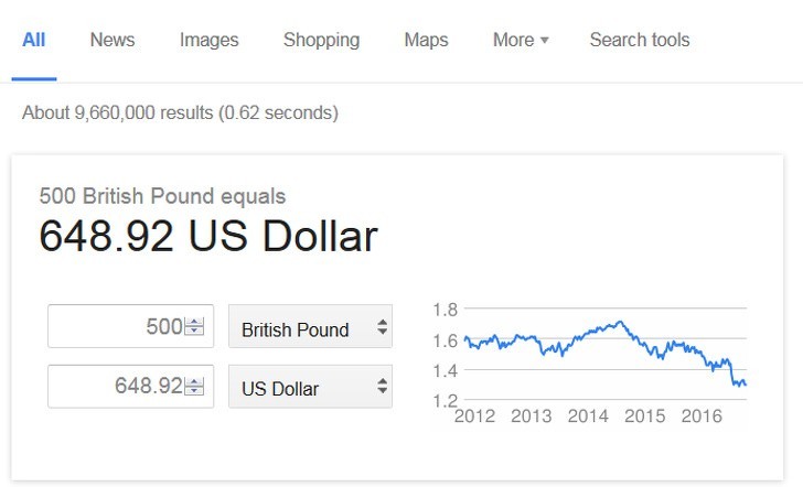 3. Do przeliczania waluty możesz używać wyszukiwarki Google