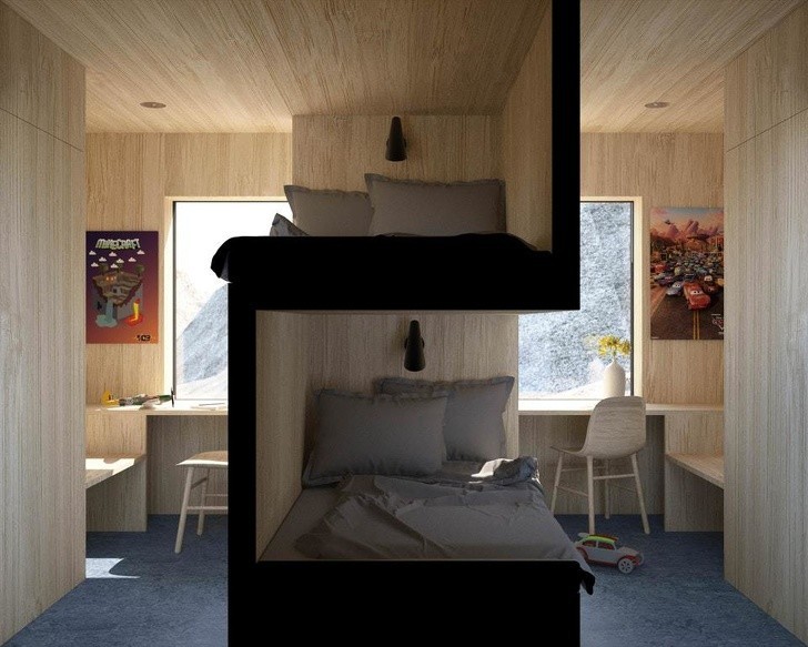 1. To piętrowe łóżko jest stylowe i nie zajmuje dużo miejsca.
