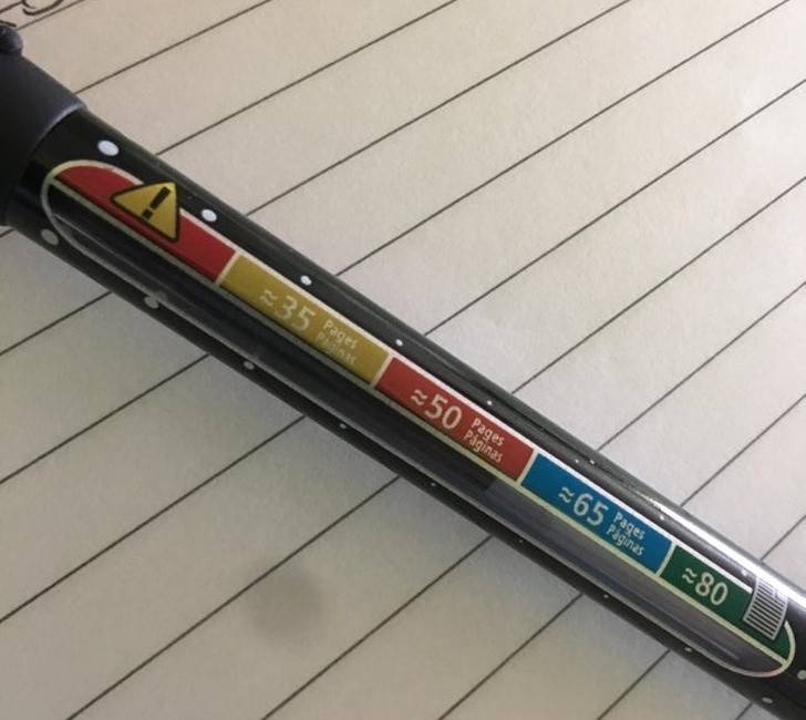 Długopis pozwalający widzieć na ile stron pisania wystarczy obecny poziom tuszu