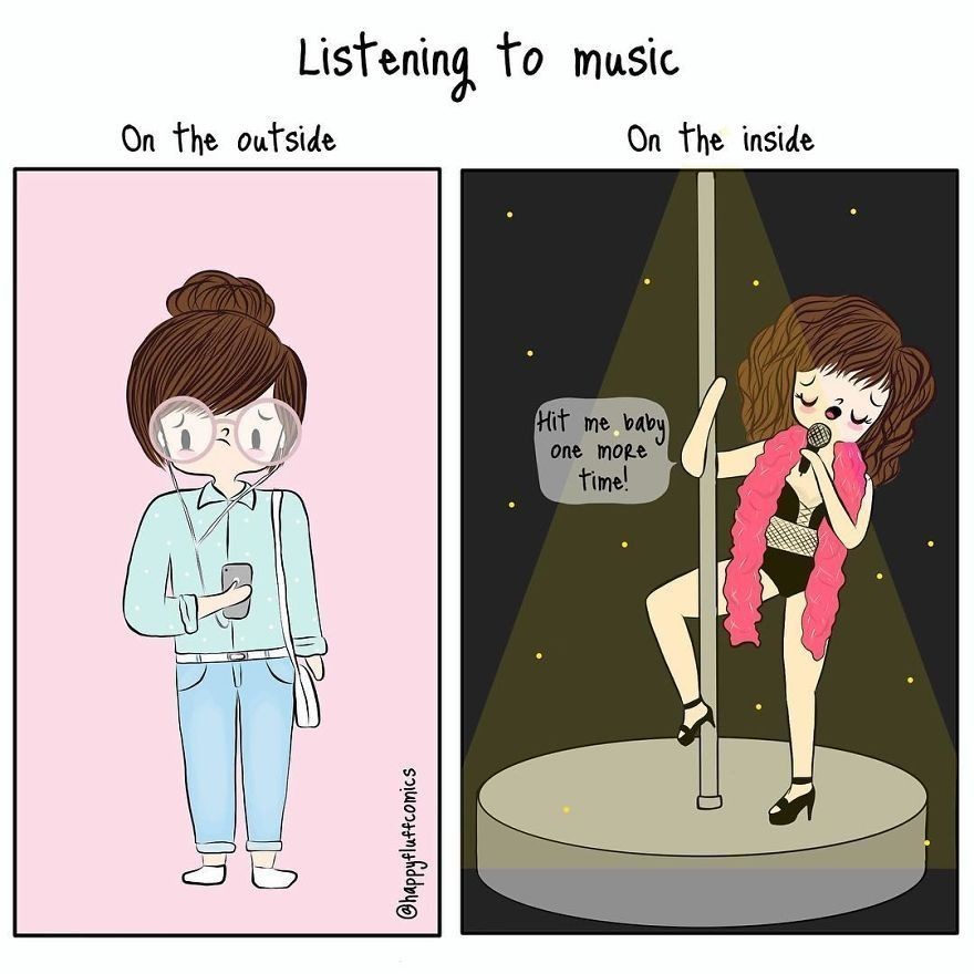 Słuchając muzyki: na zewnątrz/wewnątrz