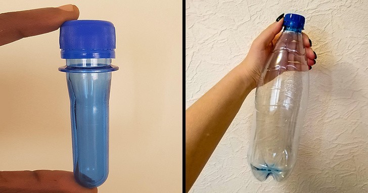 Litrowa butelka przed i po "nadmuchaniu."