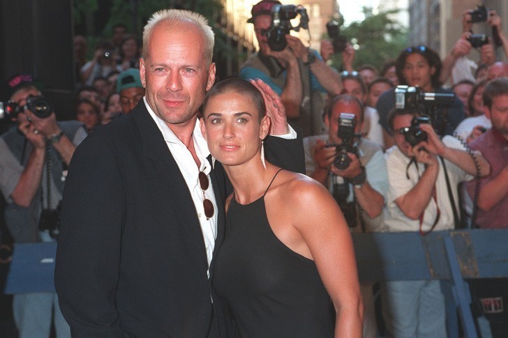 Bruce Willis i Demi Moore na premierze "Striptizu," 1996