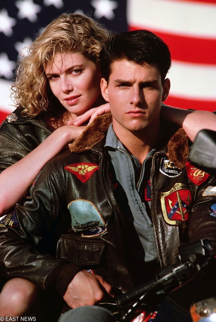 Tom Cruise i Kelly McGillis na planie "Top Gun," 1986