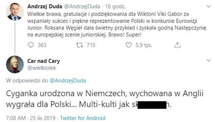 Wulgarne komentarze pojawiały się nawet pod gratulacjami prezydenta Polski