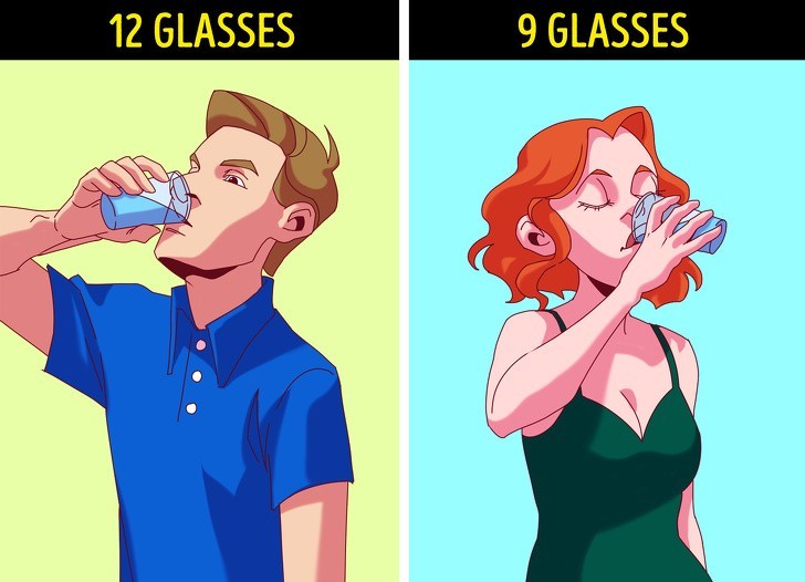 1. Pij 9 szklanek wody dziennie.