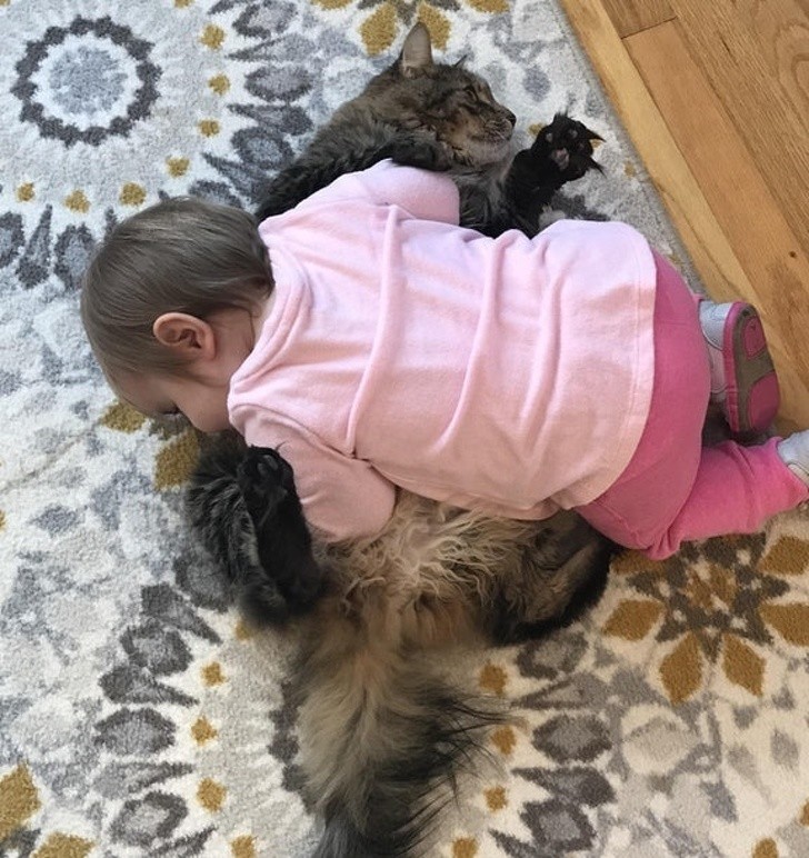 "Moja córka i najbardziej cierpliwy kot na świecie."