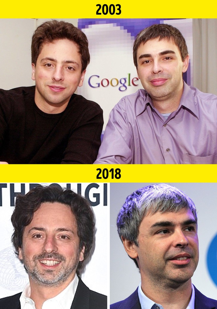 Larry Page i Sergey Brin (założyciele Google, 64,6 i 62,3 mld dolarów)