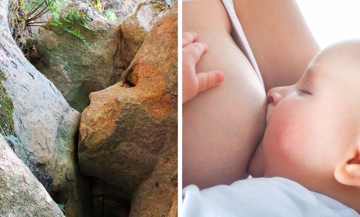 Te 2 skały wyglądają jak matka karmiąca piersią swoje dziecko.