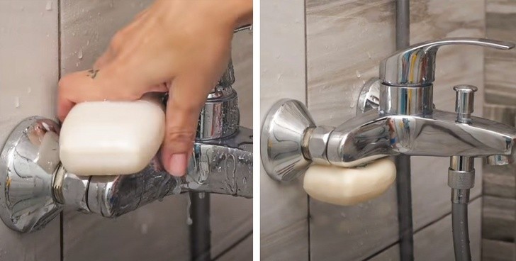 1. Przymocuj mydło magnesem by nie upuszczać go podczas prysznica.