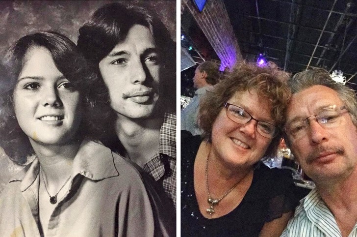 "Z lewej, zdjęcie moich rodziców z dnia ich zaręczyn, a z prawej ich 35 rocznica ślubu.