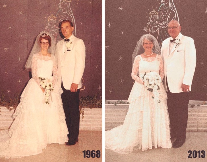 "Przekonałam moich rodziców by odtworzyli swoje zdjęcie ślubne po 45 latach."