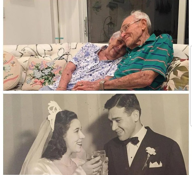 "Moi dziadkowie podczas wesela i w dniu swojej 69 rocznicy ślubu. To się nazywa miłość."
