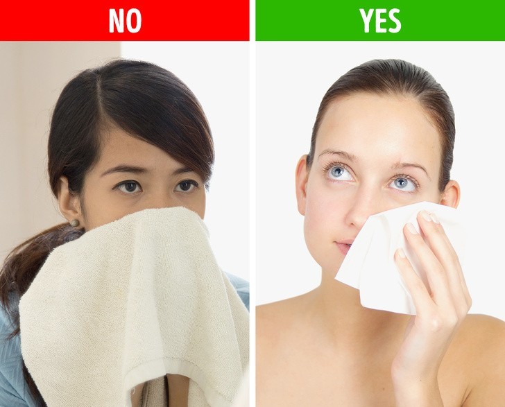 2. Suszenie twarzy ręcznikiem