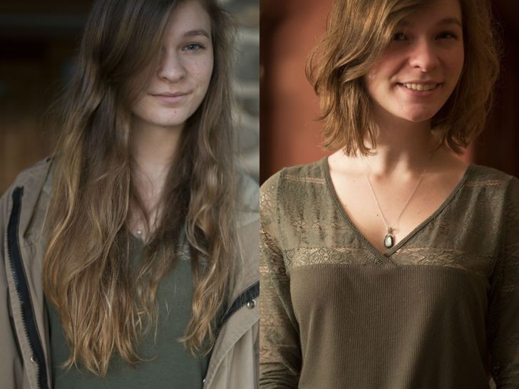 "Przed i po - pozbyłam się 25 centymetrów włosów."