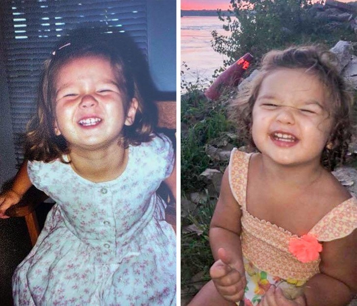 12. Moja 2-letnia córka w 1998 roku (po lewej), i moja 2-letnia wnuczka w 2019 roku."