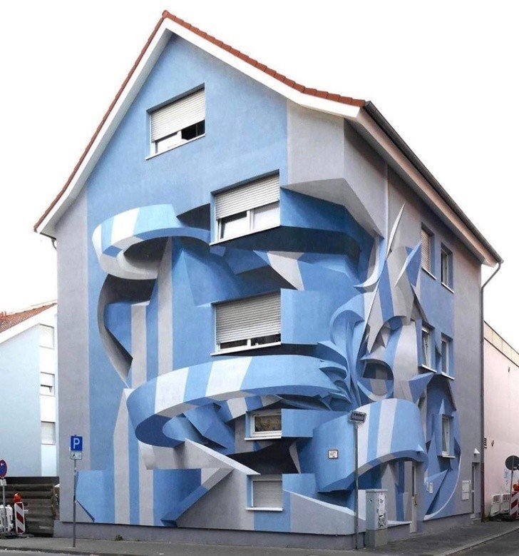 7. Ten dom został pomalowany tak, by sprawiał wrażenie trójwymiaru.