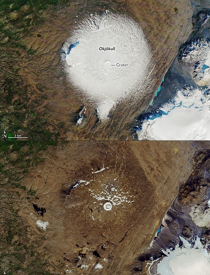 17. Islandzki lodowiec w 1986 i 2019 roku