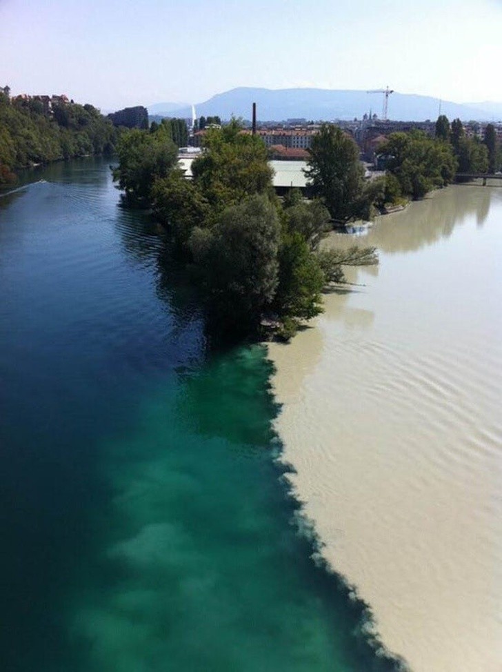 10. Złączenie dwóch rzek w szwajcarskiej Genewie