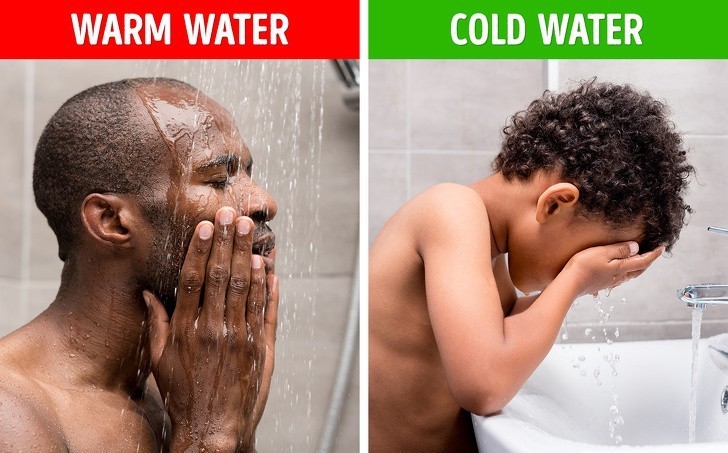 2. Mycie twarzy lodowatą lub gorącą wodą