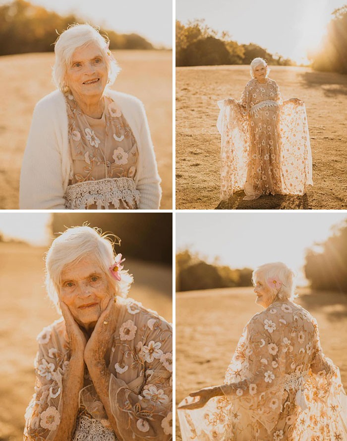 "Klientka miała założyć tę suknię na sesję, która została odwołana, więc zapytałam 87-letniej babci mojego męża, czy nie chciałaby zapozować do zdjęć."