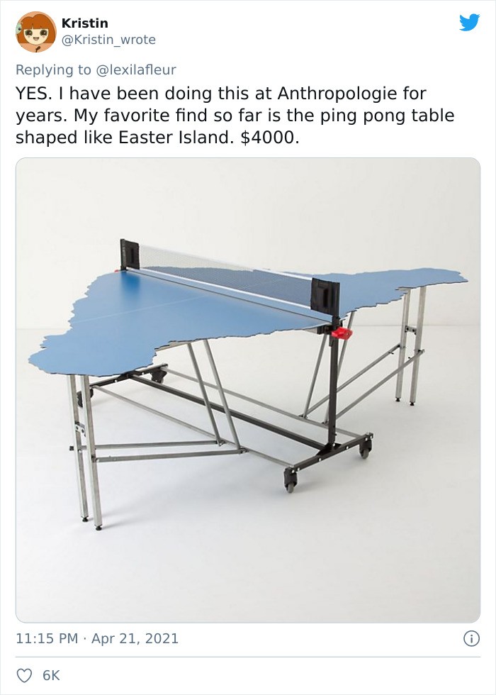 Stół do ping ponga w kształcie Wyspy Wielkanocnej