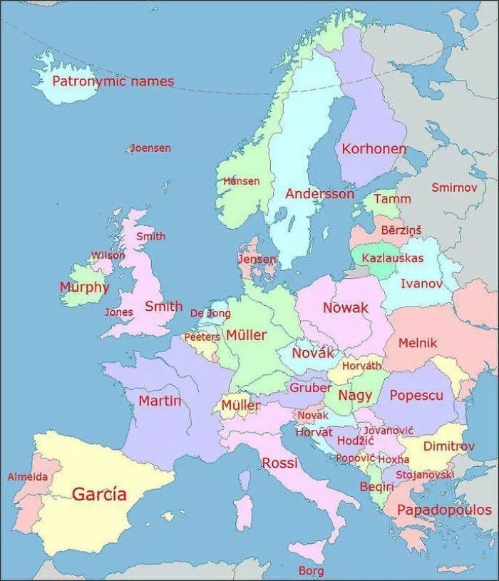 Najpopularniejsze nazwiska w Europie