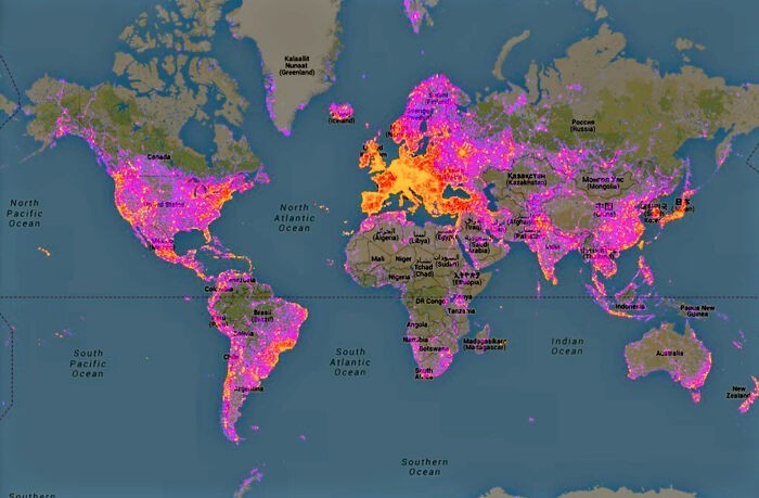 Mapa najczęściej fotografowanych miejsc na świecie