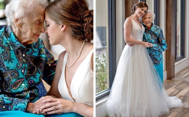 1. Lekarze zabronili tej 102-letniej kobiecie polecieć na ślub wnuczki, więc wnuczka postanowiła ją zaskoczyć: Odwiedziła ją mając na sobie suknie ślubną. To było ich ostatnie spotkanie.