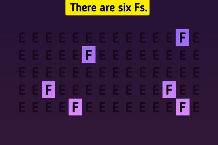 6. Jest sześć liter "F".