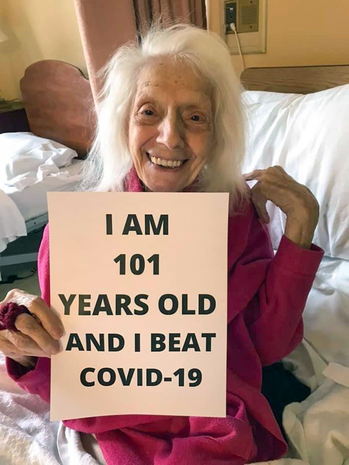 4. 101-letnia rezydentka domu opieki, która przetrwała koronawirusa i pandemię grypy hiszpanki
