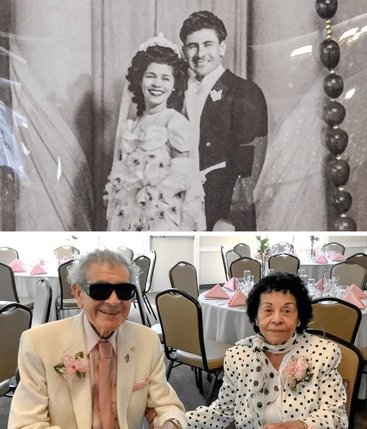 "Odnowili przysięgę małżeńską podczas siedemdziesiątej rocznicy ślubu."
