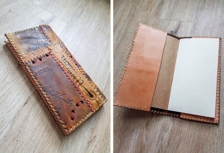 "Tworzę portfele ze starych rękawic baseballowych, więc postanowiłem zrobić coś ze skrawków."