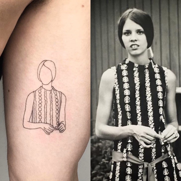11. "Minimalistyczny tatuaż przedstawiający moją mamę"