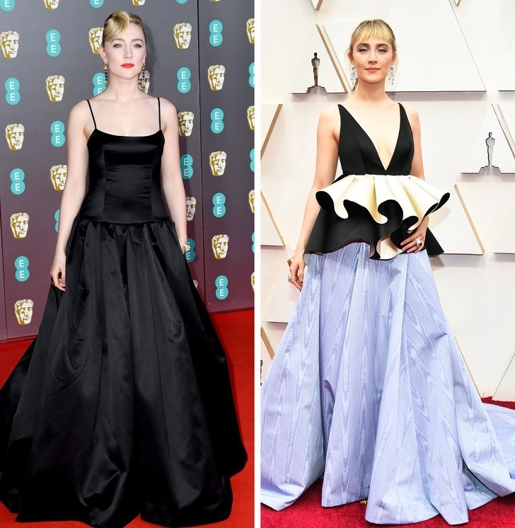 19. Premija: Saorise Ronan panaudojo medžiagą iš suknelės, naudotos per BAFTA apdovanojimus, kad sukurtų naują aprangą, kurią vilkėjo tais pačiais metais „Oskarų“ ceremonijoje.