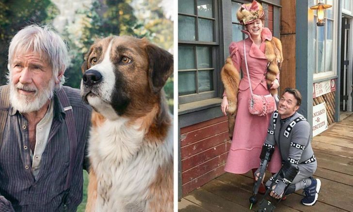 6. Na prawym zdjęciu widzimy Karen Gillian i Terry'ego Notary, który wcielił się w rolę psa Bucka w filmie "Zew krwi".