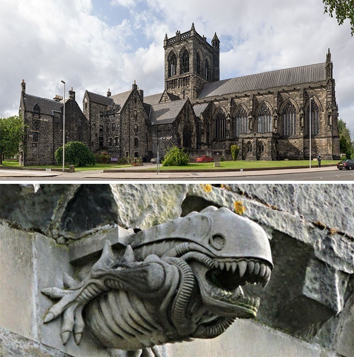 11. Szkocki kościół Paisley Abbey posiada "Obcego" gargulca