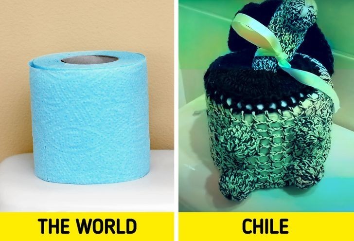 8. Chilijczycy trzymają zapasowy papier toaletowy w specjalnych pojemnikach.